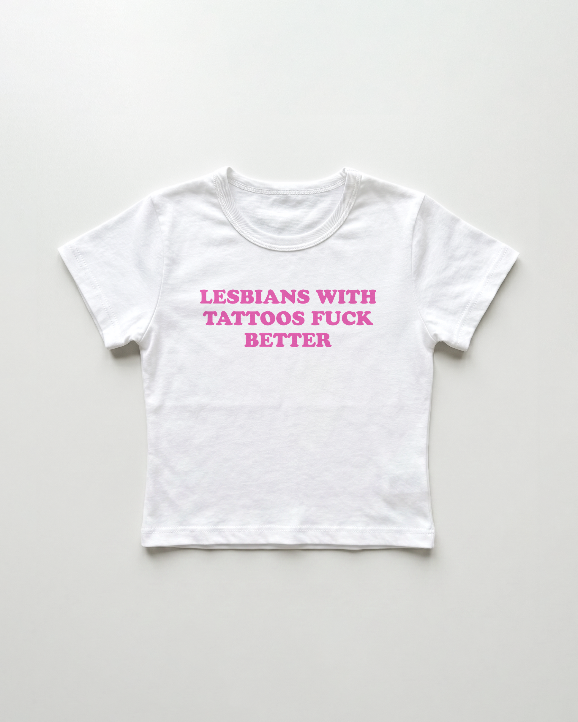 lesbians with tattoos fuck better cropped Baby Tee Weiss | Lolita Sinz