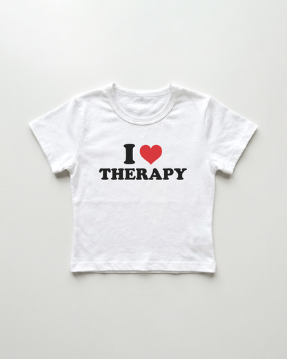 I love therapy cropped Baby Tee