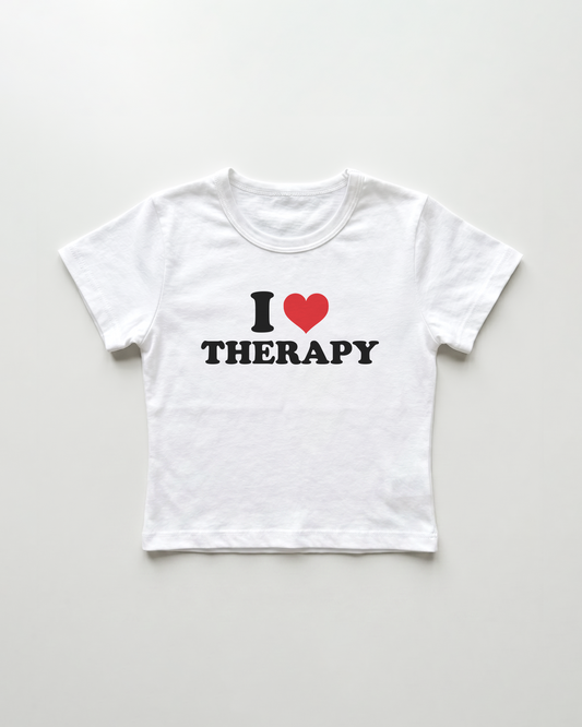 I love therapy cropped Baby Tee