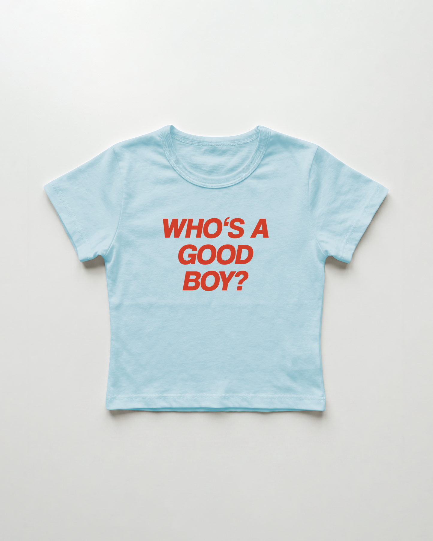 who's a good boy cropped Baby Tee