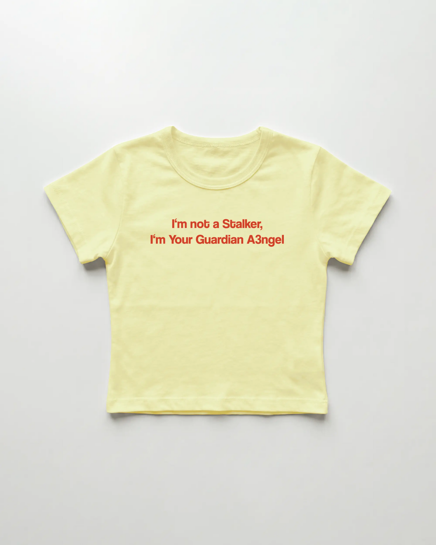 I'm not a Stalker I'm Your Guardian Angel cropped Baby Tee Gelb | Lolita Sinz