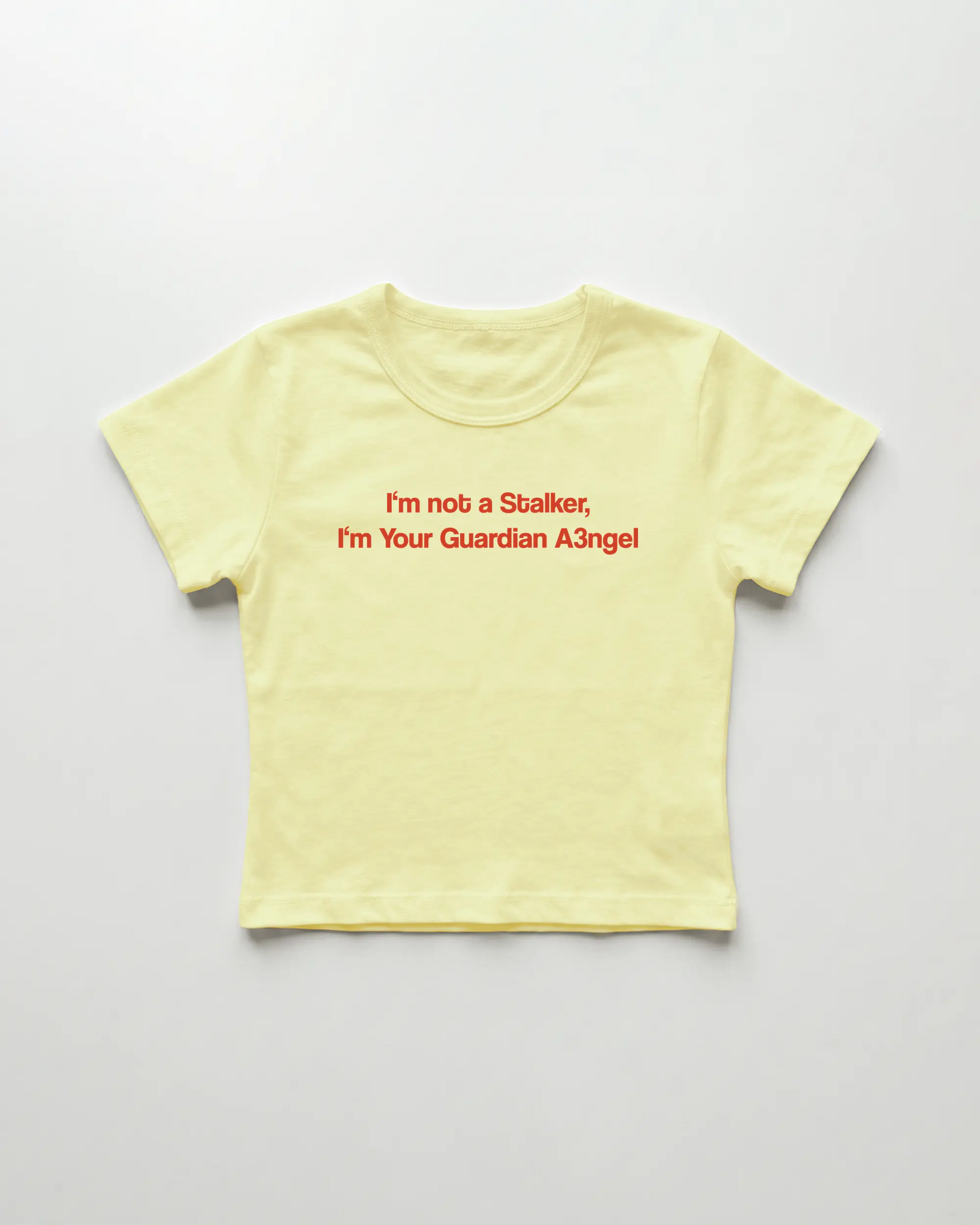 I'm not a Stalker I'm Your Guardian Angel cropped Baby Tee Gelb | Lolita Sinz