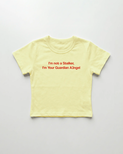 I'm not a Stalker I'm Your Guardian Angel cropped Baby Tee Gelb | Lolita Sinz