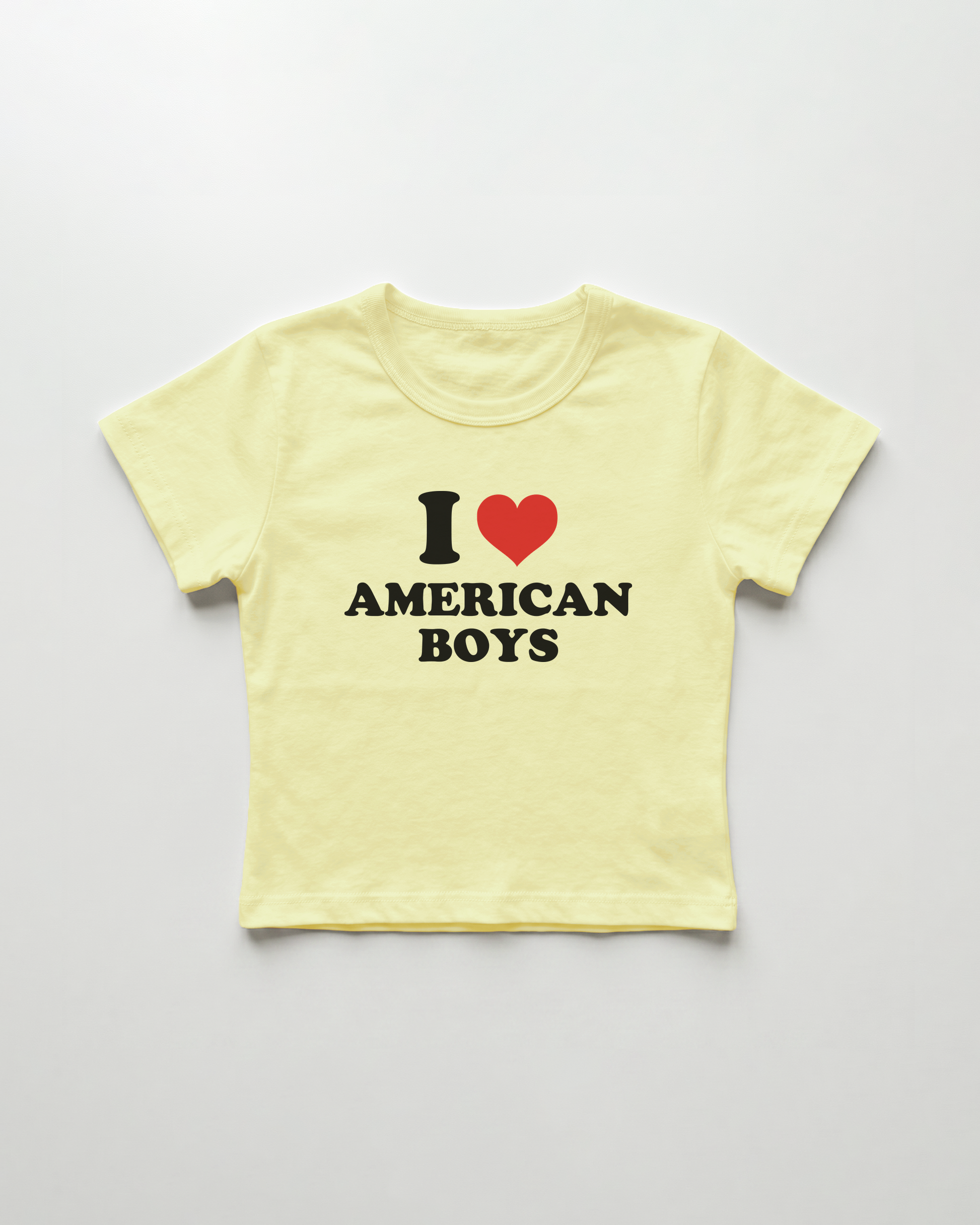 I love american boys cropped Baby Tee Gelb | Lolita Sinz