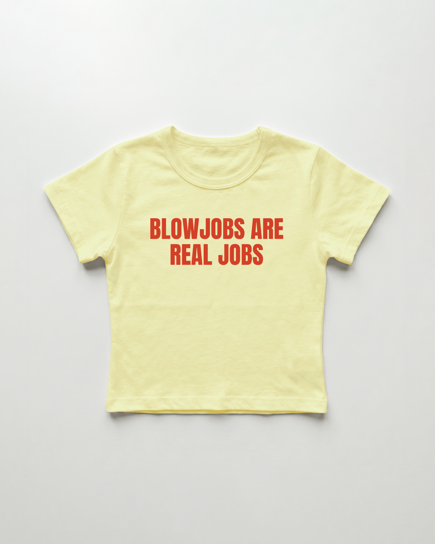 blowjobs are real jobs cropped Baby Tee Gelb | Lolita Sinz