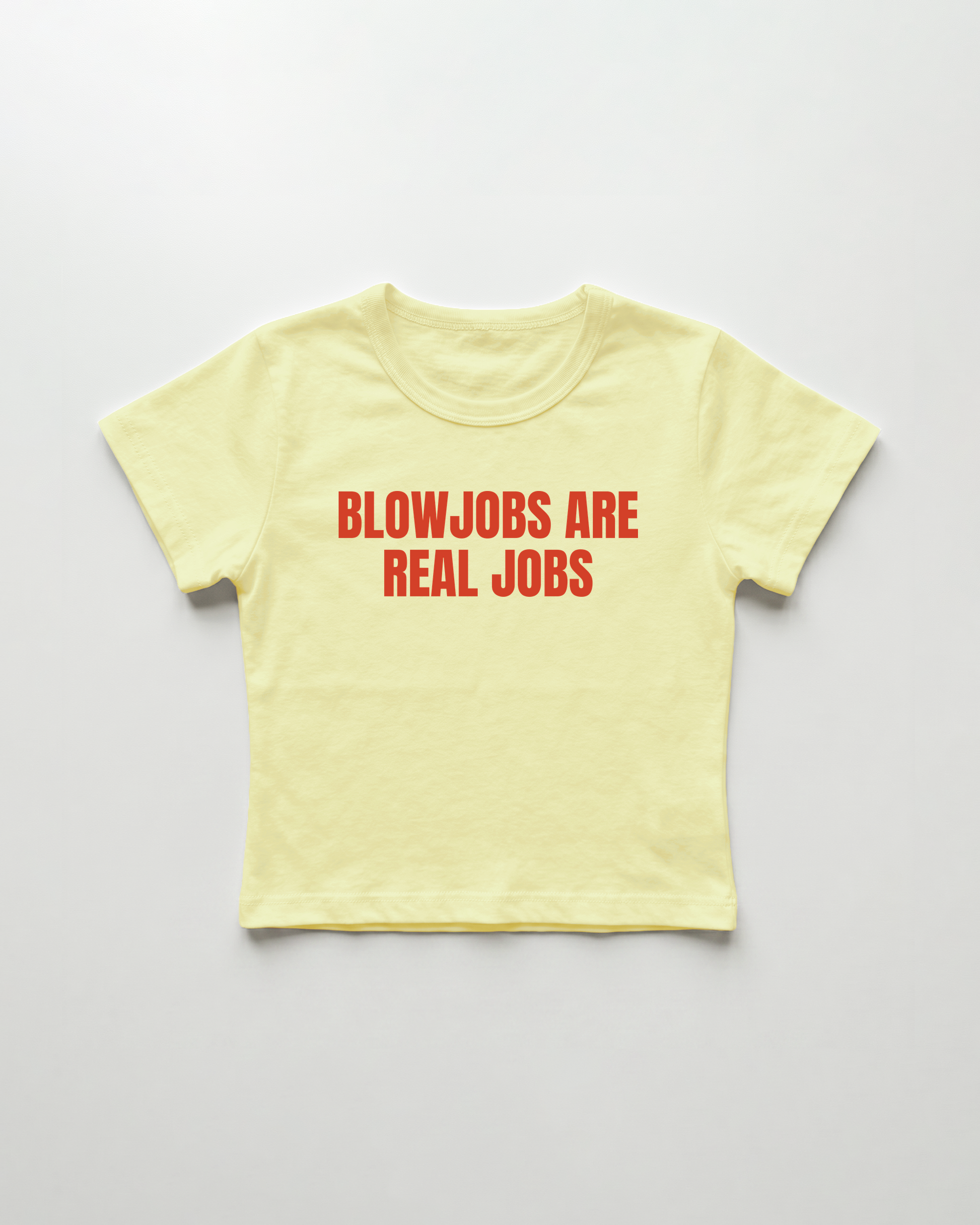 blowjobs are real jobs cropped Baby Tee Gelb | Lolita Sinz