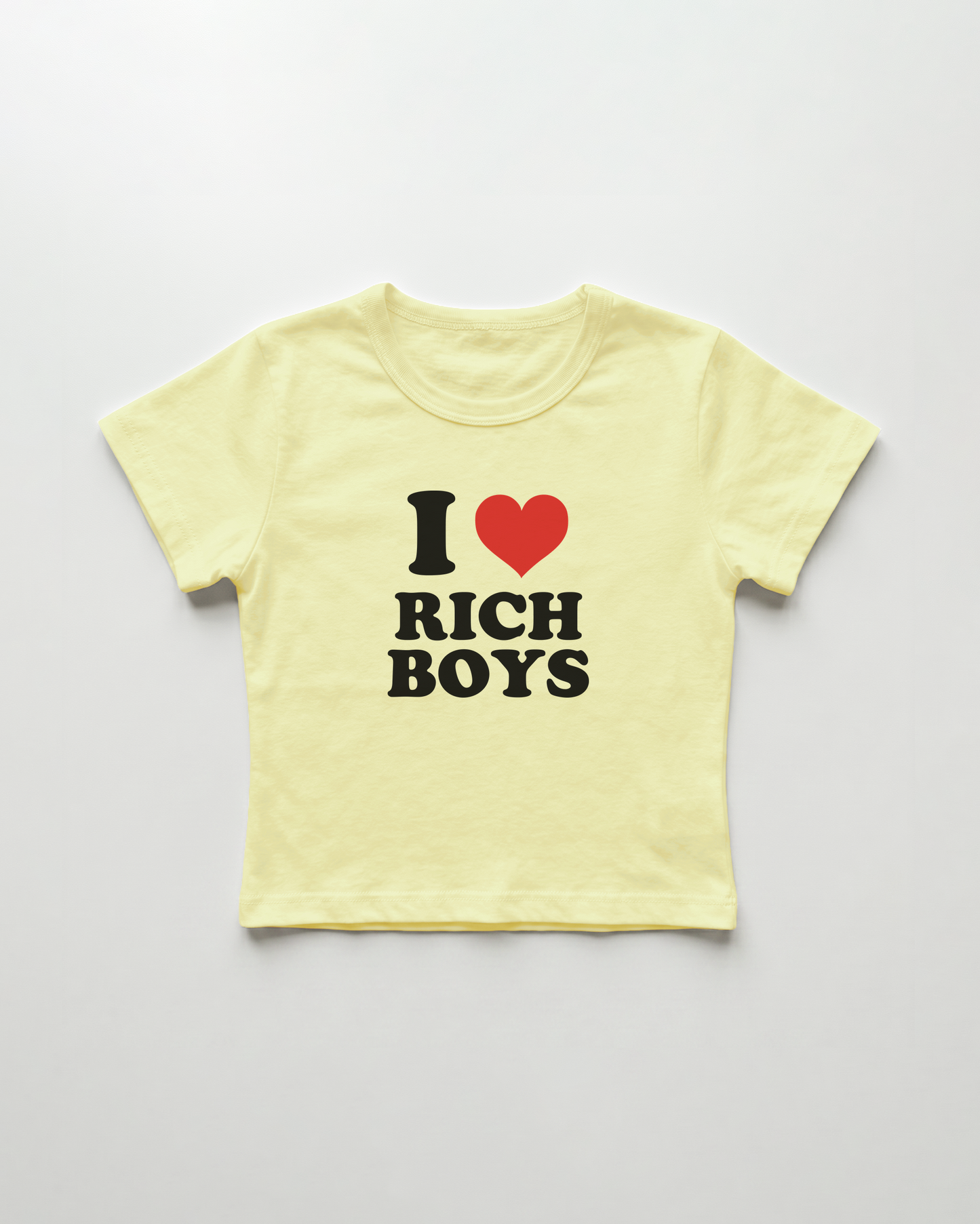 I love rich boys cropped Baby Tee Gelb | Lolita Sinz