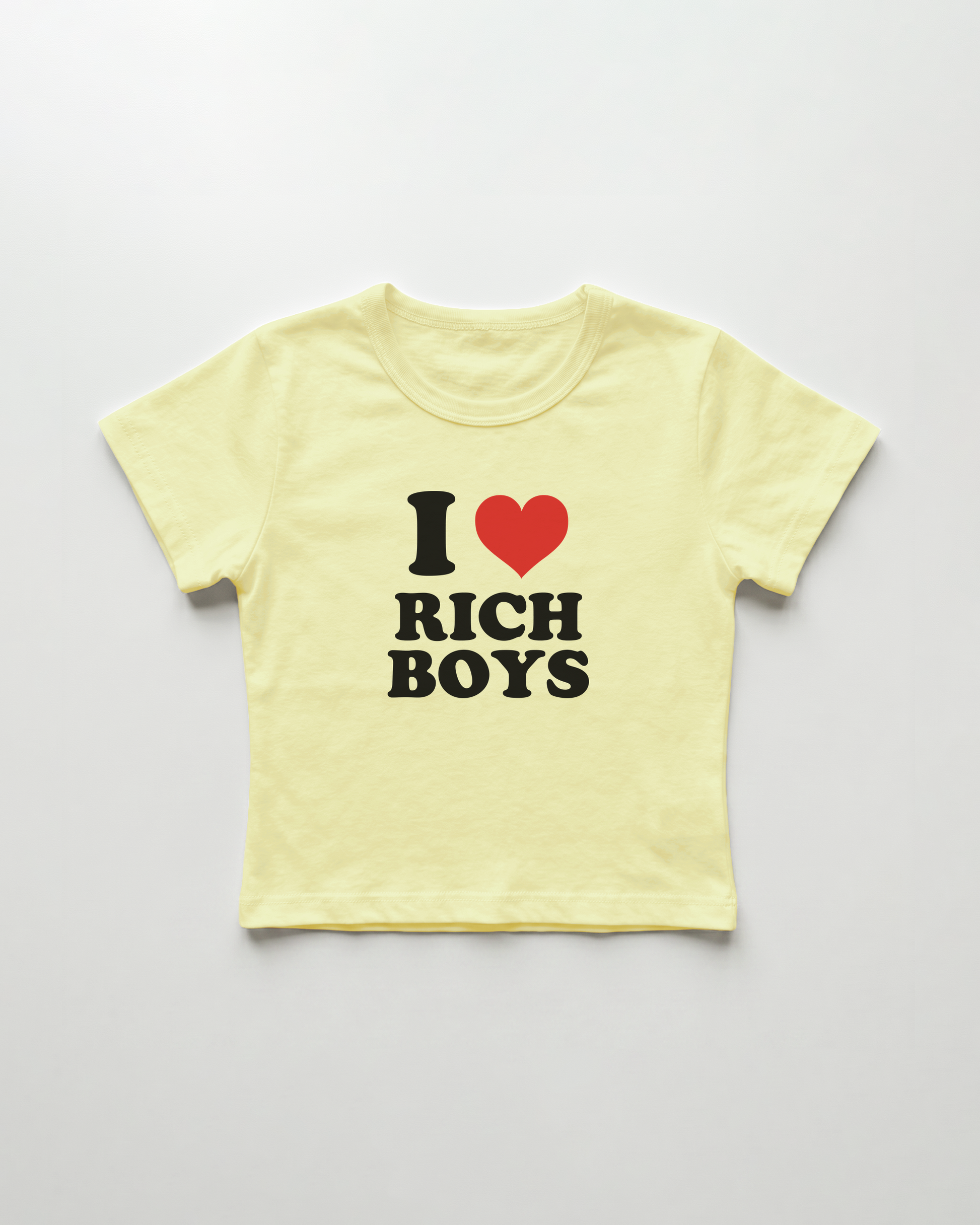 I love rich boys cropped Baby Tee Gelb | Lolita Sinz