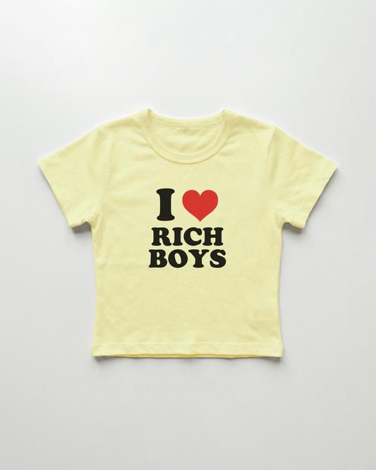I love rich boys cropped Baby Tee Gelb | Lolita Sinz
