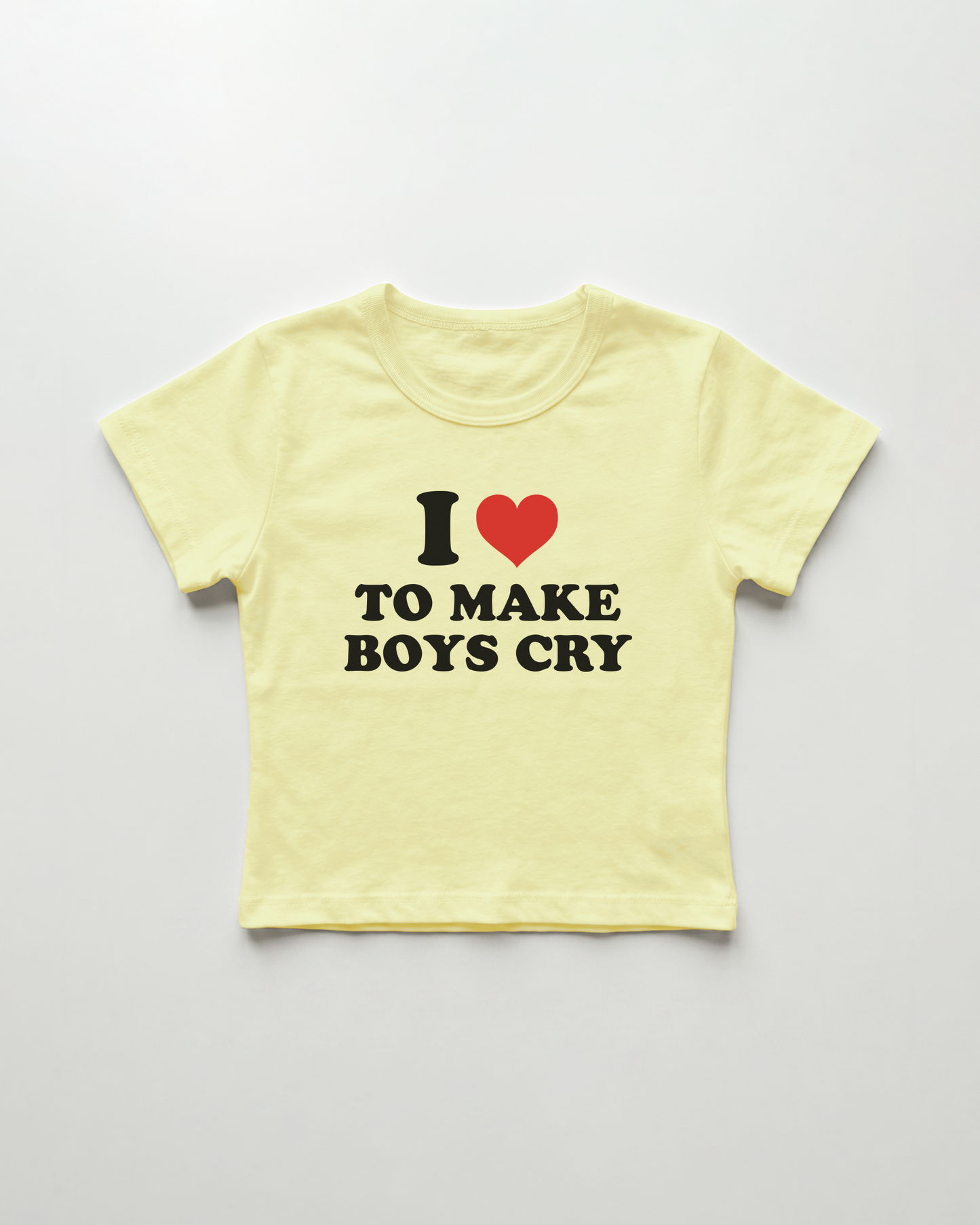 I love to make boys cry cropped Baby Tee Gelb | Lolita Sinz