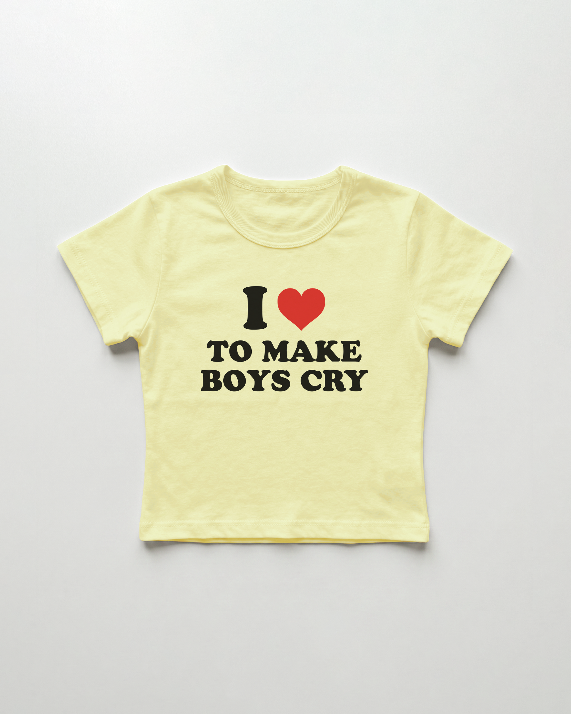 I love to make boys cry cropped Baby Tee Gelb | Lolita Sinz