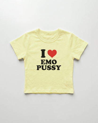 I love emo pussy cropped Baby Tee Gelb | Lolita Sinz