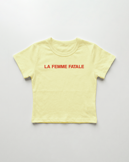 la femme fatale cropped Baby Tee Gelb | Lolita Sinz