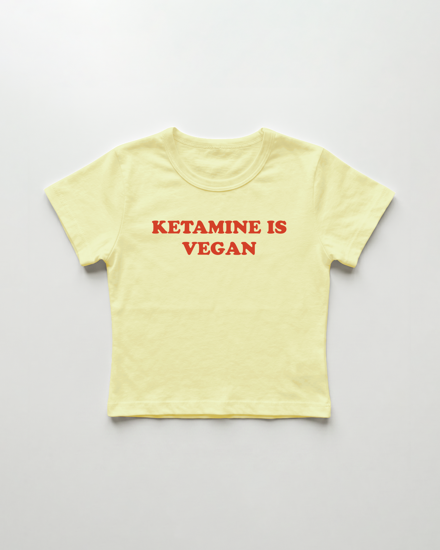 ketamine is vegan cropped Baby Tee Gelb | Lolita Sinz