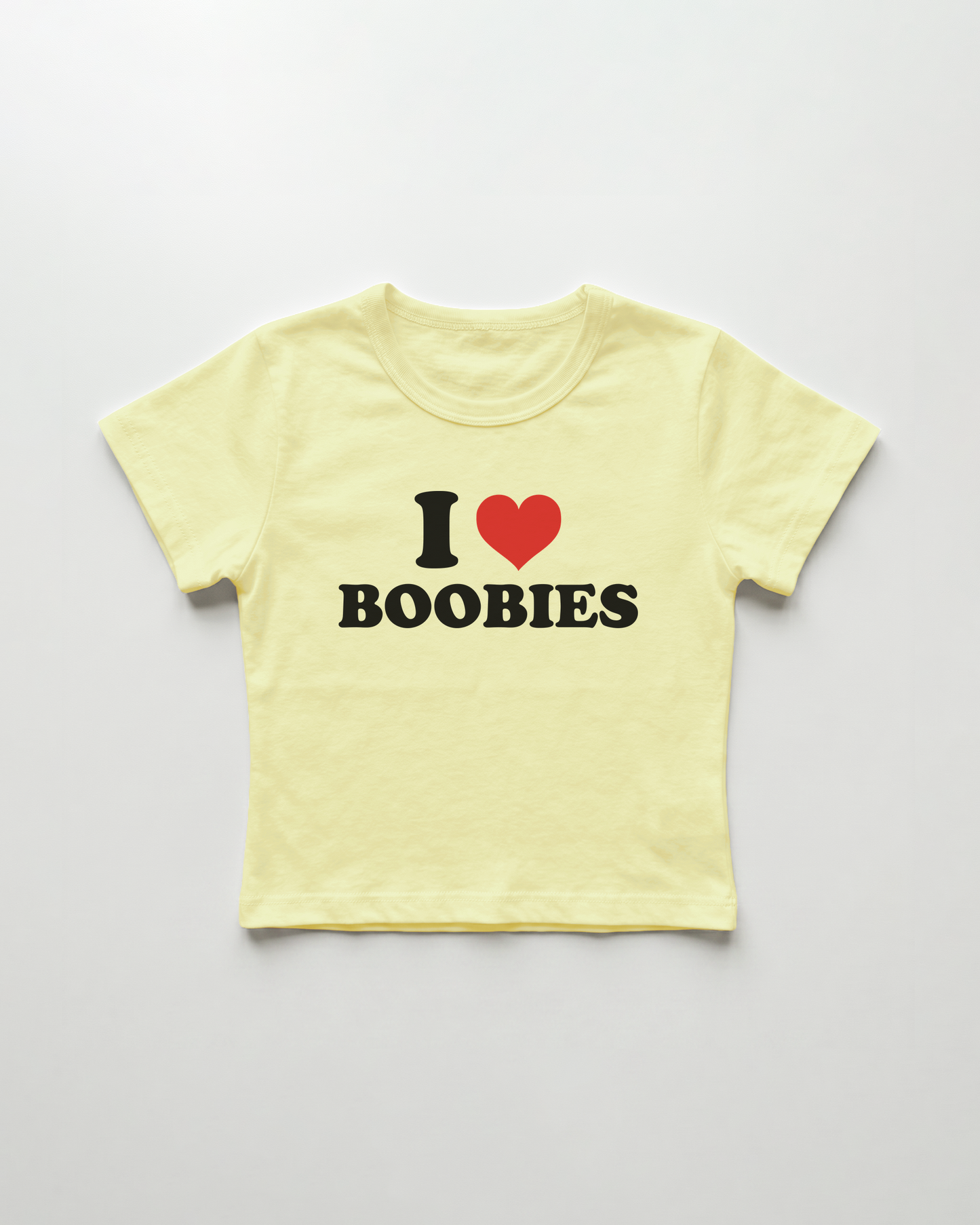 I love boobies cropped Baby Tee Gelb | Lolita Sinz