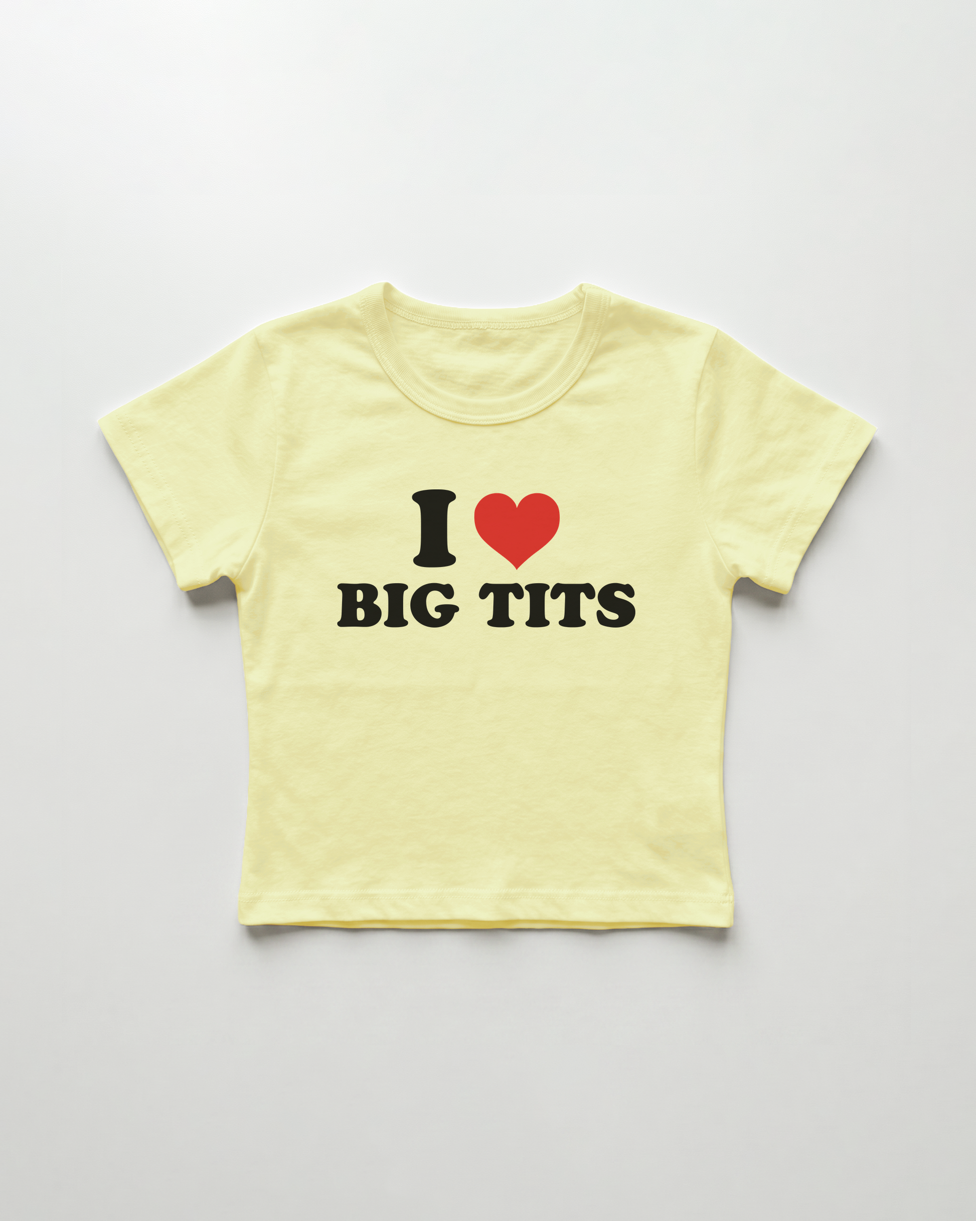 I love big tits cropped Baby Tee Gelb | Lolita Sinz