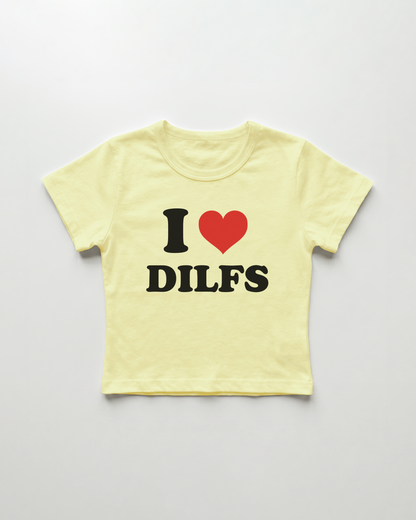 I love dilfs cropped Baby Tee Gelb | Lolita Sinz