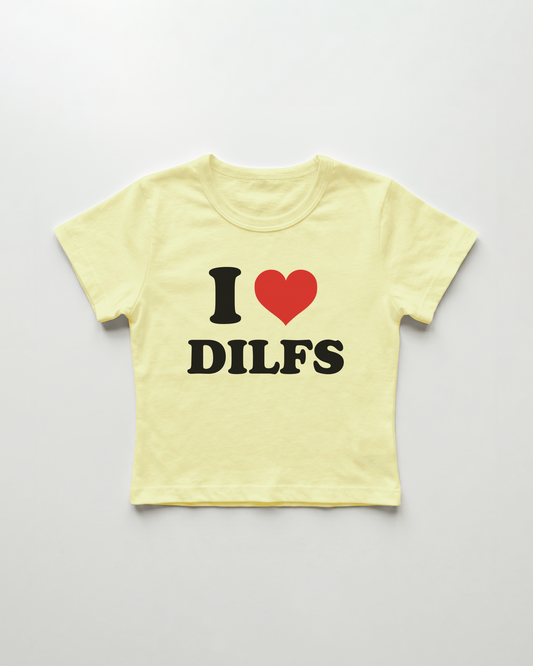 I love dilfs cropped Baby Tee Gelb | Lolita Sinz