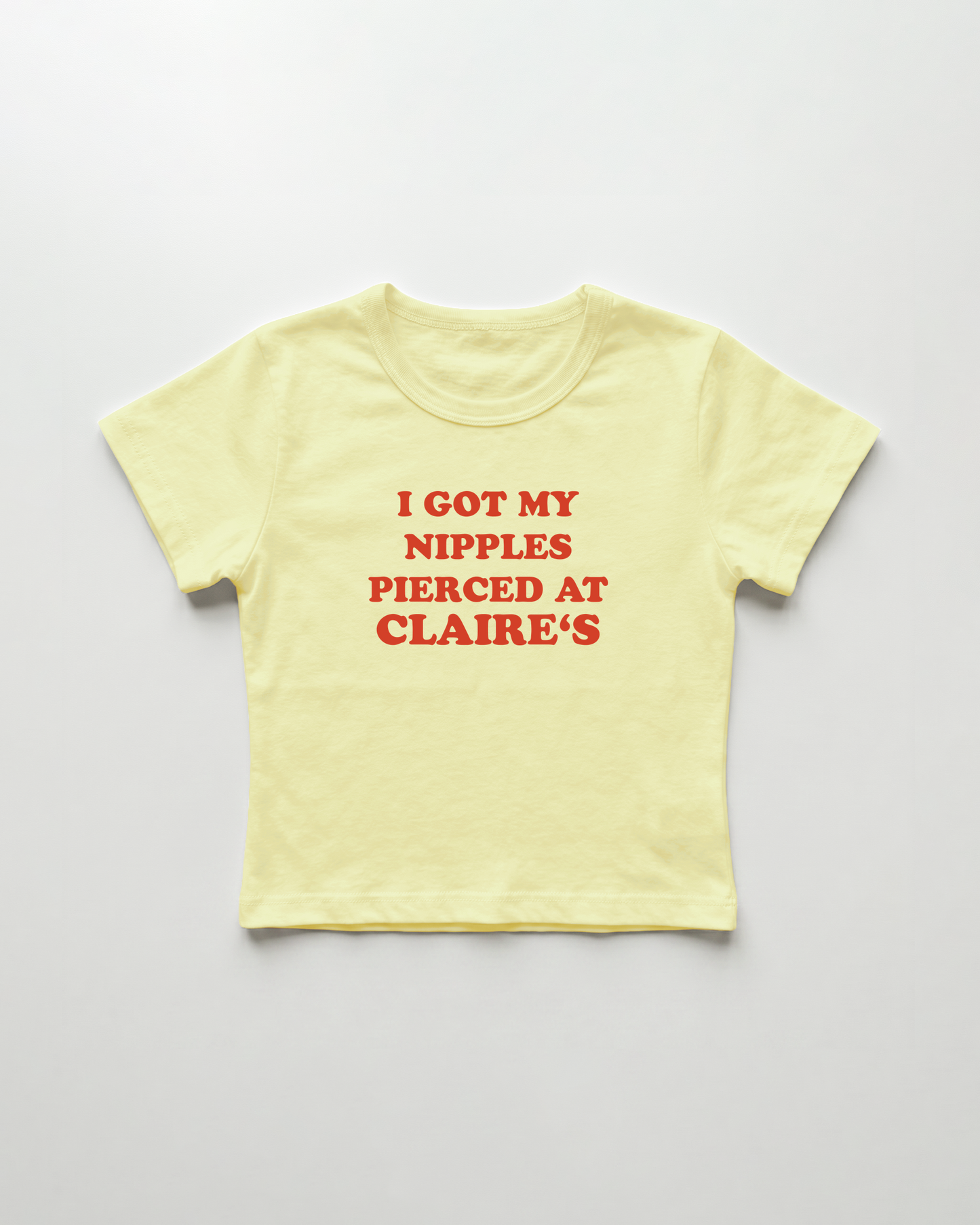 I got my nipples pierced at claire's cropped Baby Tee Gelb | Lolita Sinz