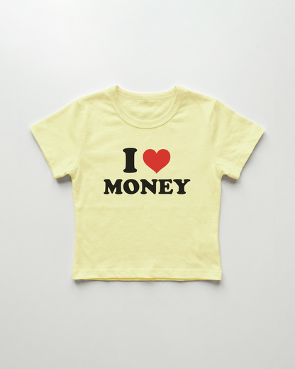 I love money cropped Baby Tee Gelb | Lolita Sinz