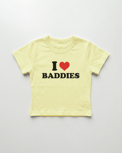 I love baddies cropped Baby Tee Gelb | Lolita Sinz