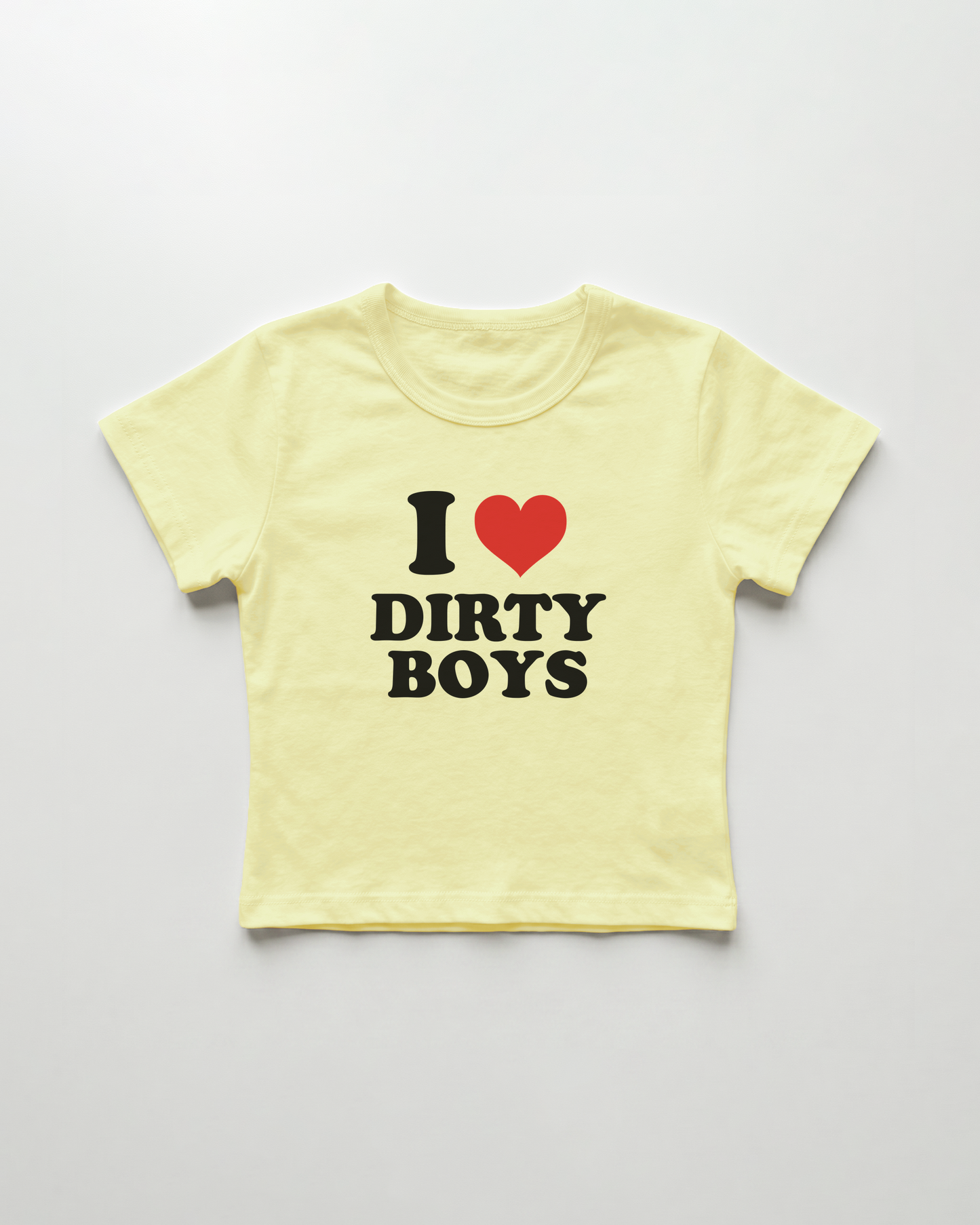 I love dirty boys cropped Baby Tee Gelb | Lolita Sinz