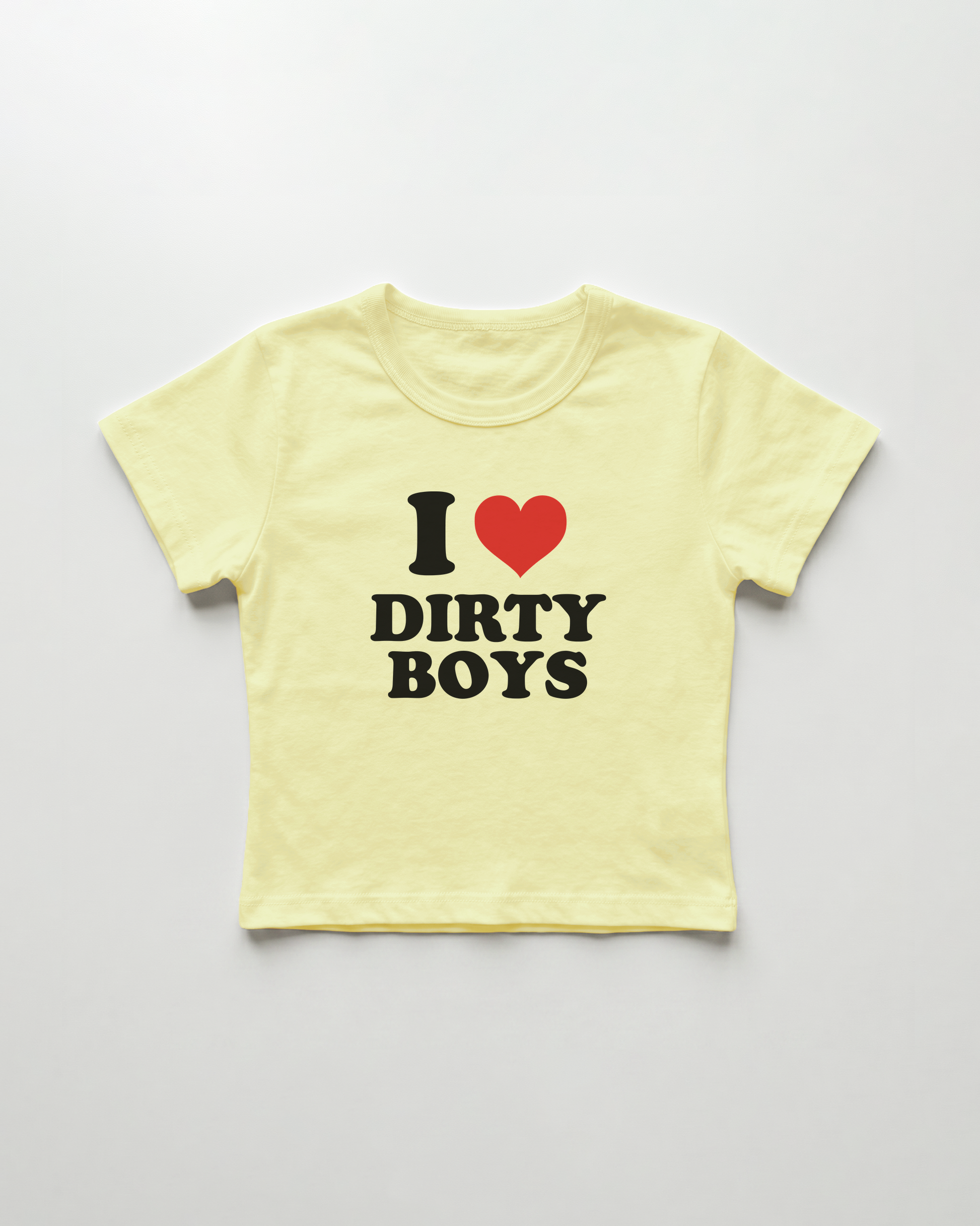 I love dirty boys cropped Baby Tee Gelb | Lolita Sinz