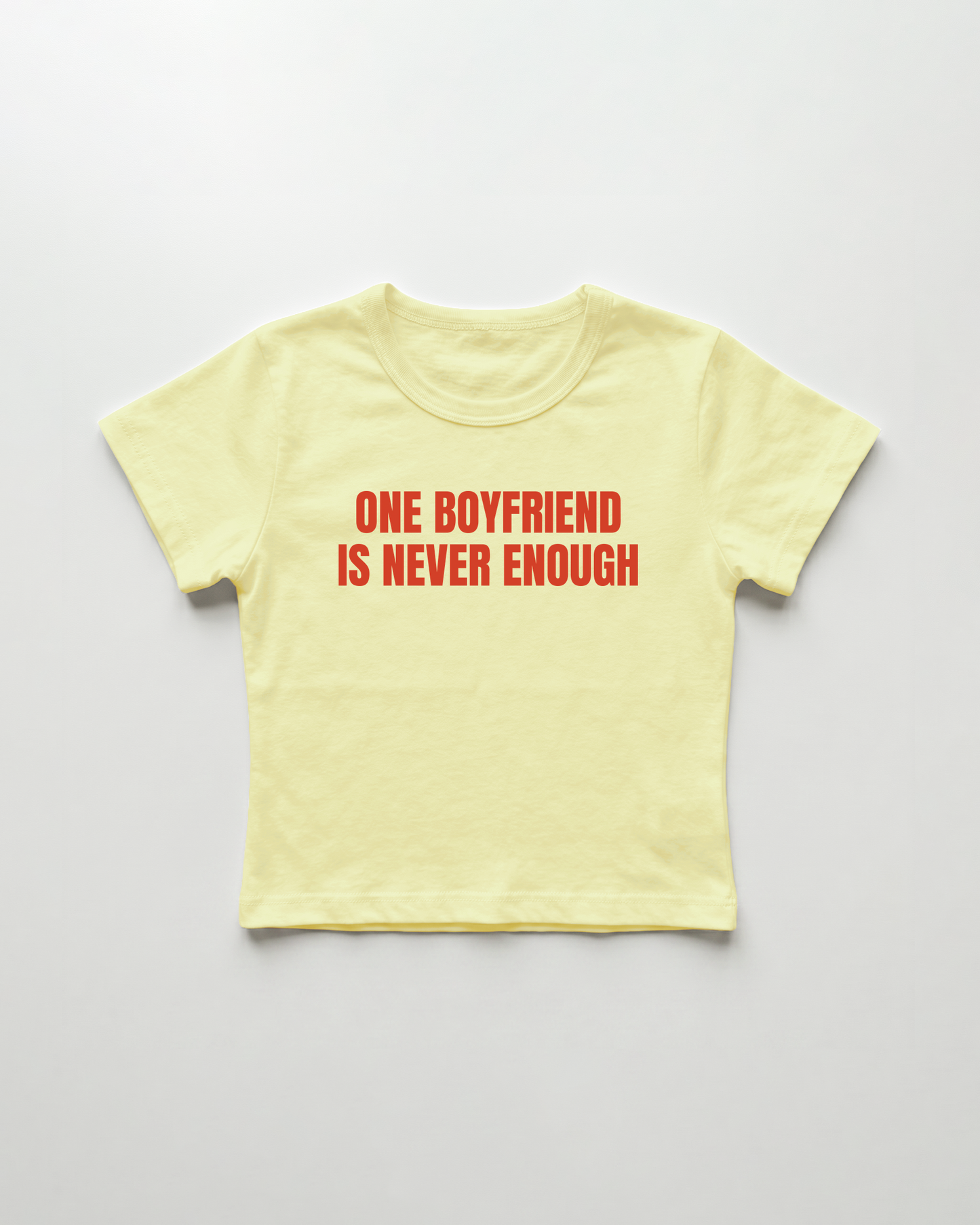 one boyfriend is never enough cropped Baby Tee Gelb | Lolita Sinz