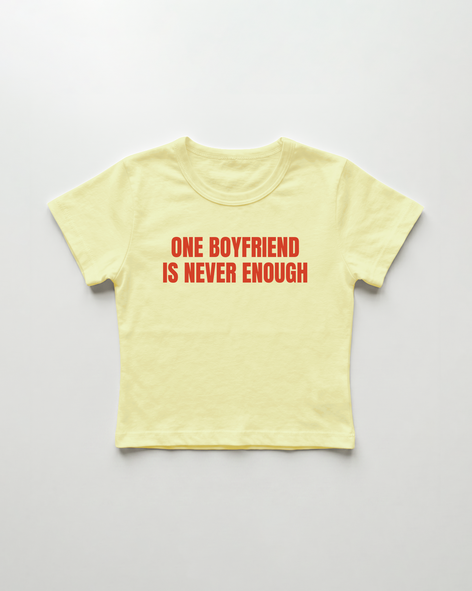 one boyfriend is never enough cropped Baby Tee Gelb | Lolita Sinz