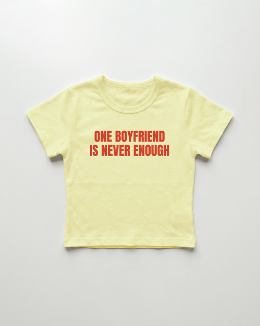one boyfriend is never enough cropped Baby Tee Gelb | Lolita Sinz