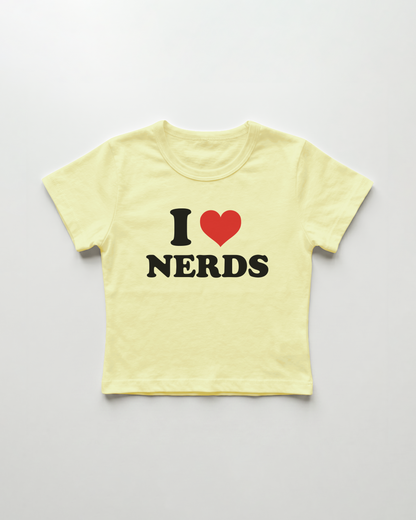 I love nerds cropped Baby Tee Gelb | Lolita Sinz