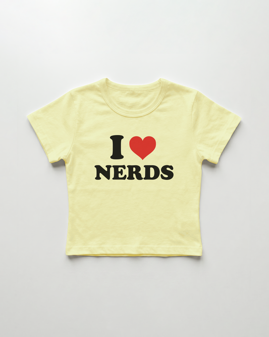 I love nerds cropped Baby Tee Gelb | Lolita Sinz