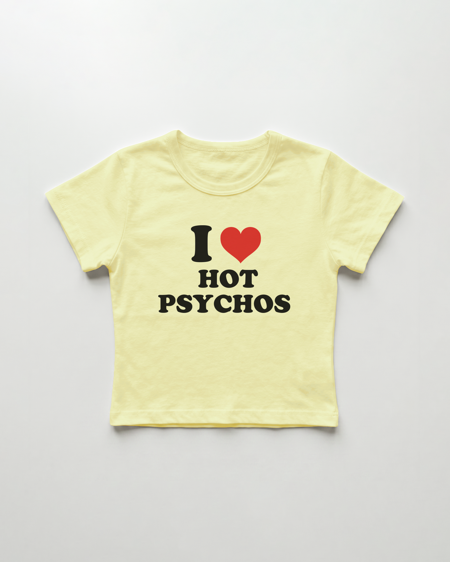 I love hot psychos cropped Baby Tee Gelb | Lolita Sinz