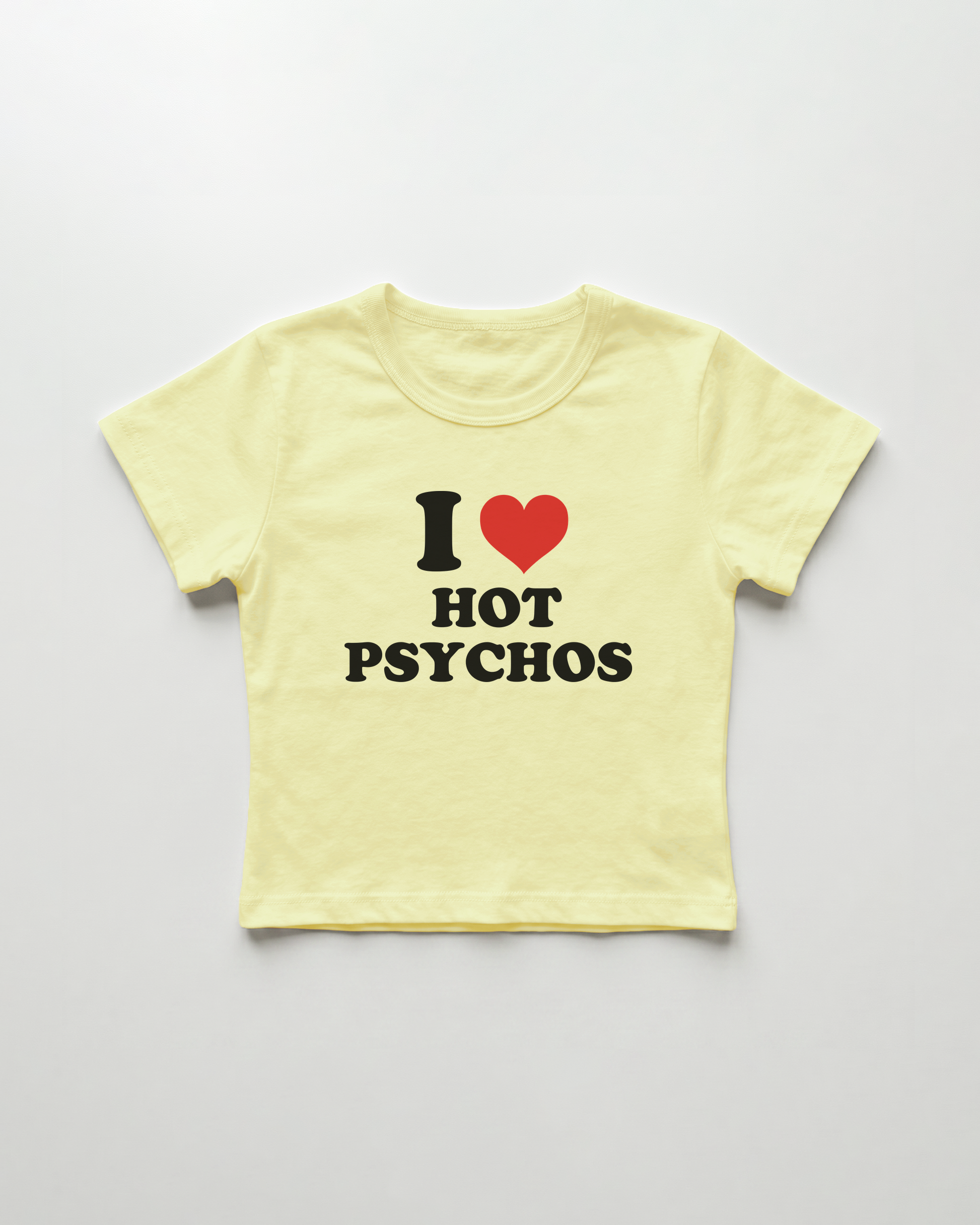I love hot psychos cropped Baby Tee Gelb | Lolita Sinz