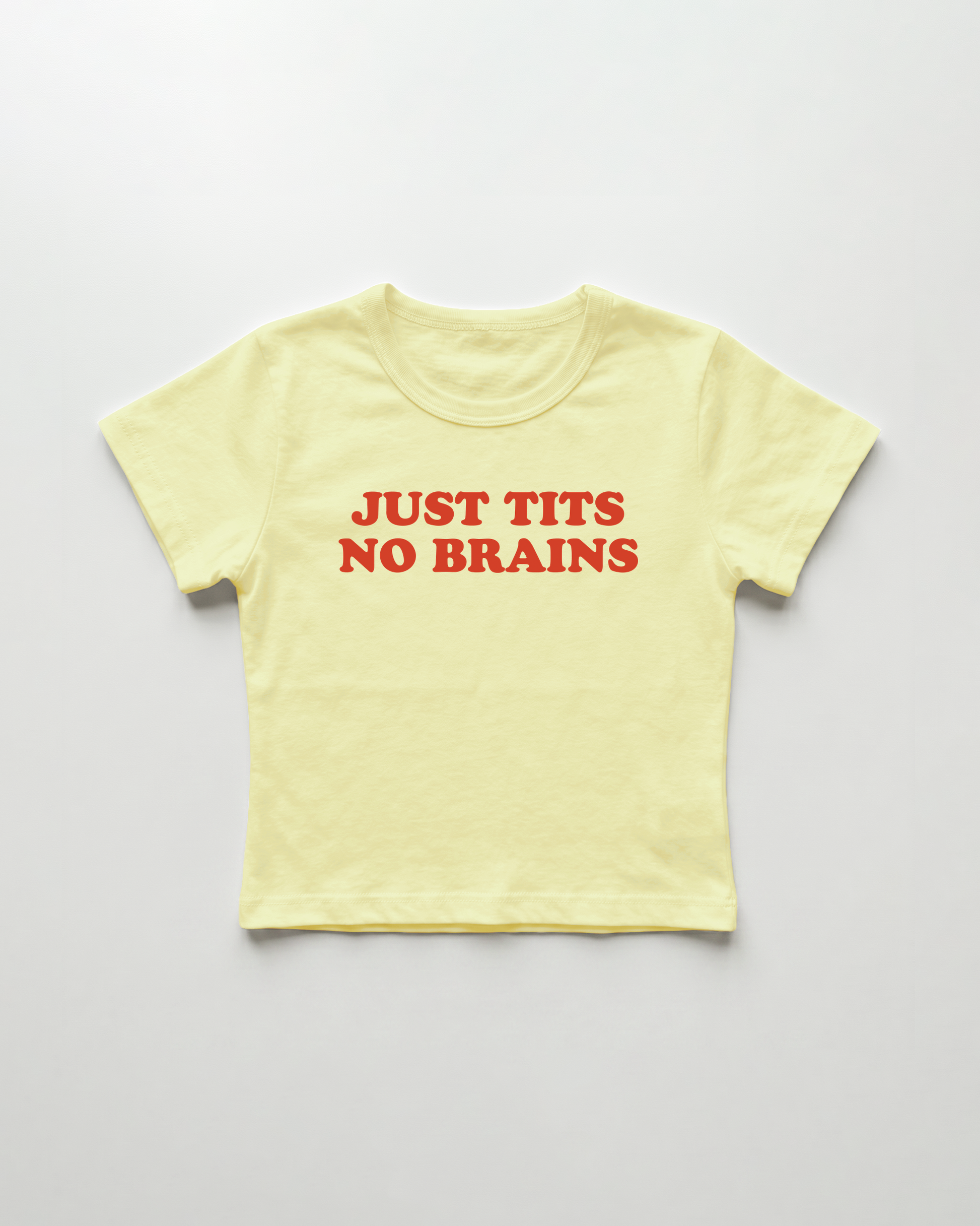 just tits no brains cropped Baby Tee Gelb | Lolita Sinz