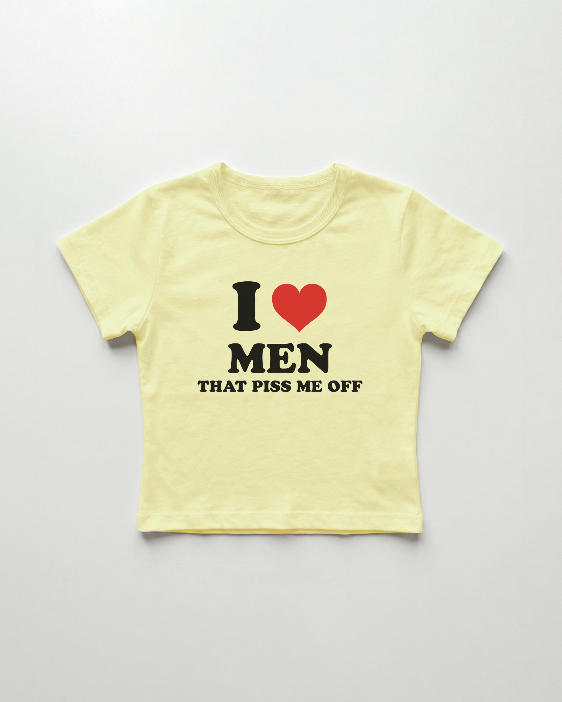 I love men that piss me off cropped Baby Tee Gelb | Lolita Sinz