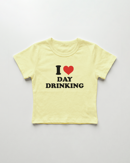 I love day drinking cropped Baby Tee Gelb | Lolita Sinz