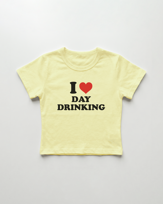 I love day drinking cropped Baby Tee Gelb | Lolita Sinz