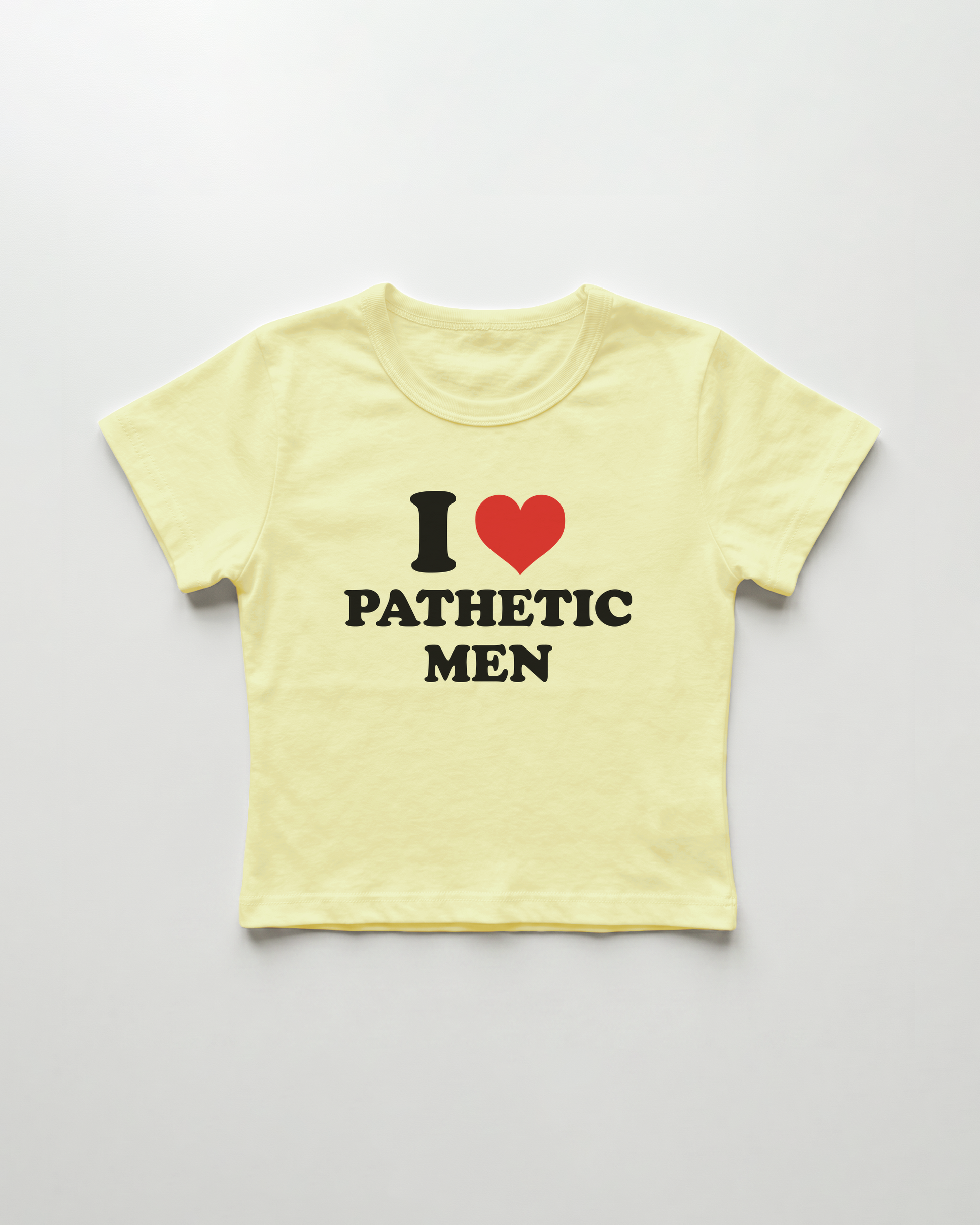 I love pathetic men cropped Baby Tee Gelb | Lolita Sinz