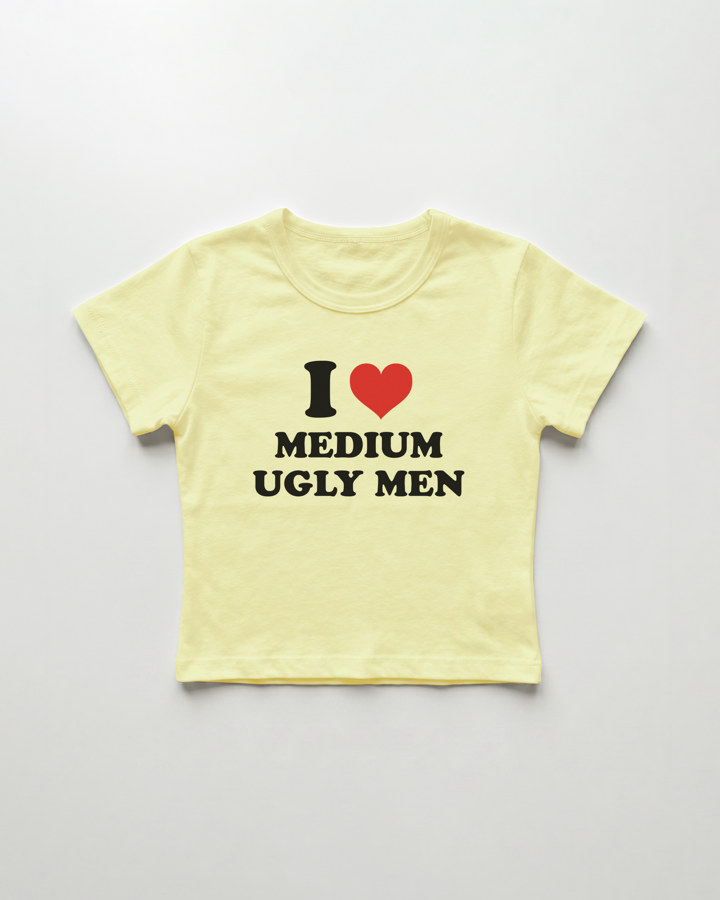 I love medium ugly men cropped Baby Tee Gelb | Lolita Sinz