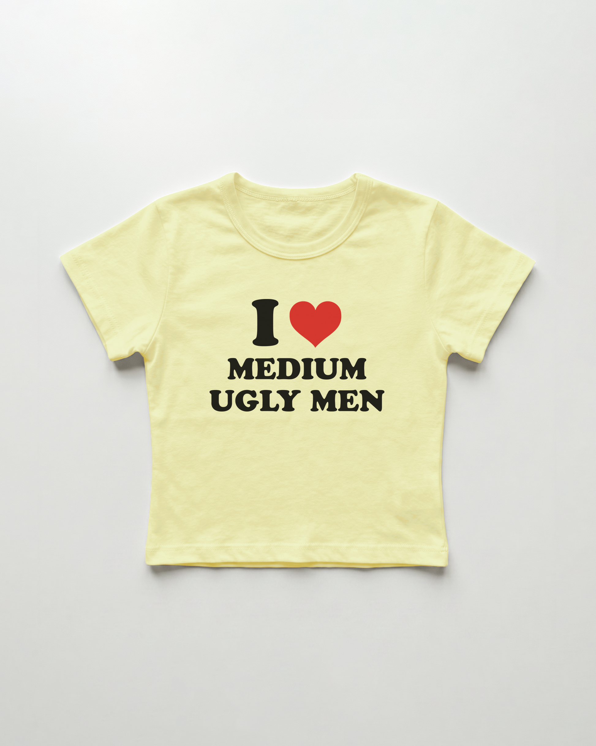 I love medium ugly men cropped Baby Tee Gelb | Lolita Sinz