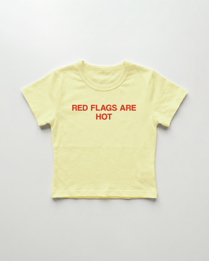 red flags are hot cropped Baby Tee Gelb | Lolita Sinz