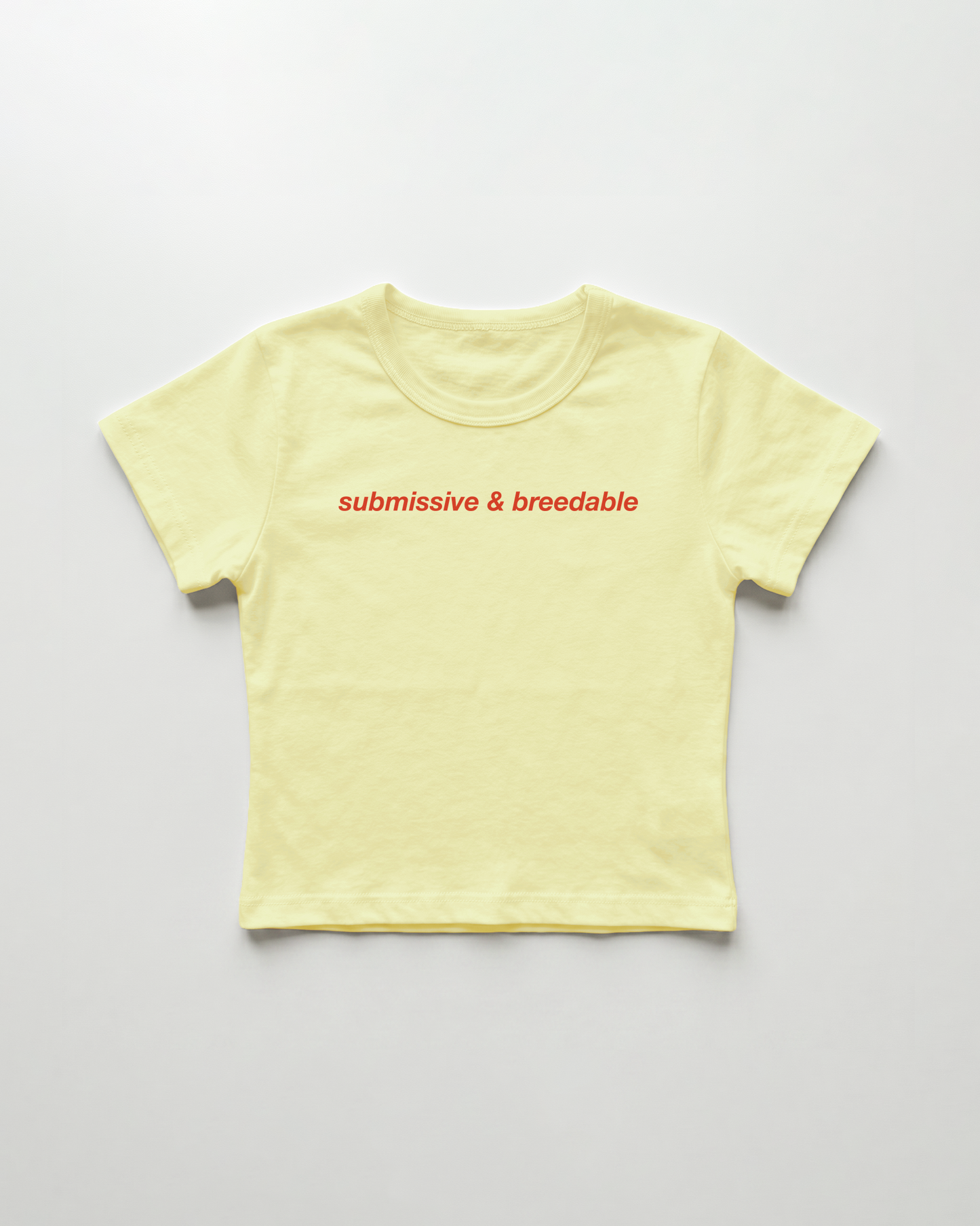 submissive & breedable cropped Baby Tee Gelb | Lolita Sinz