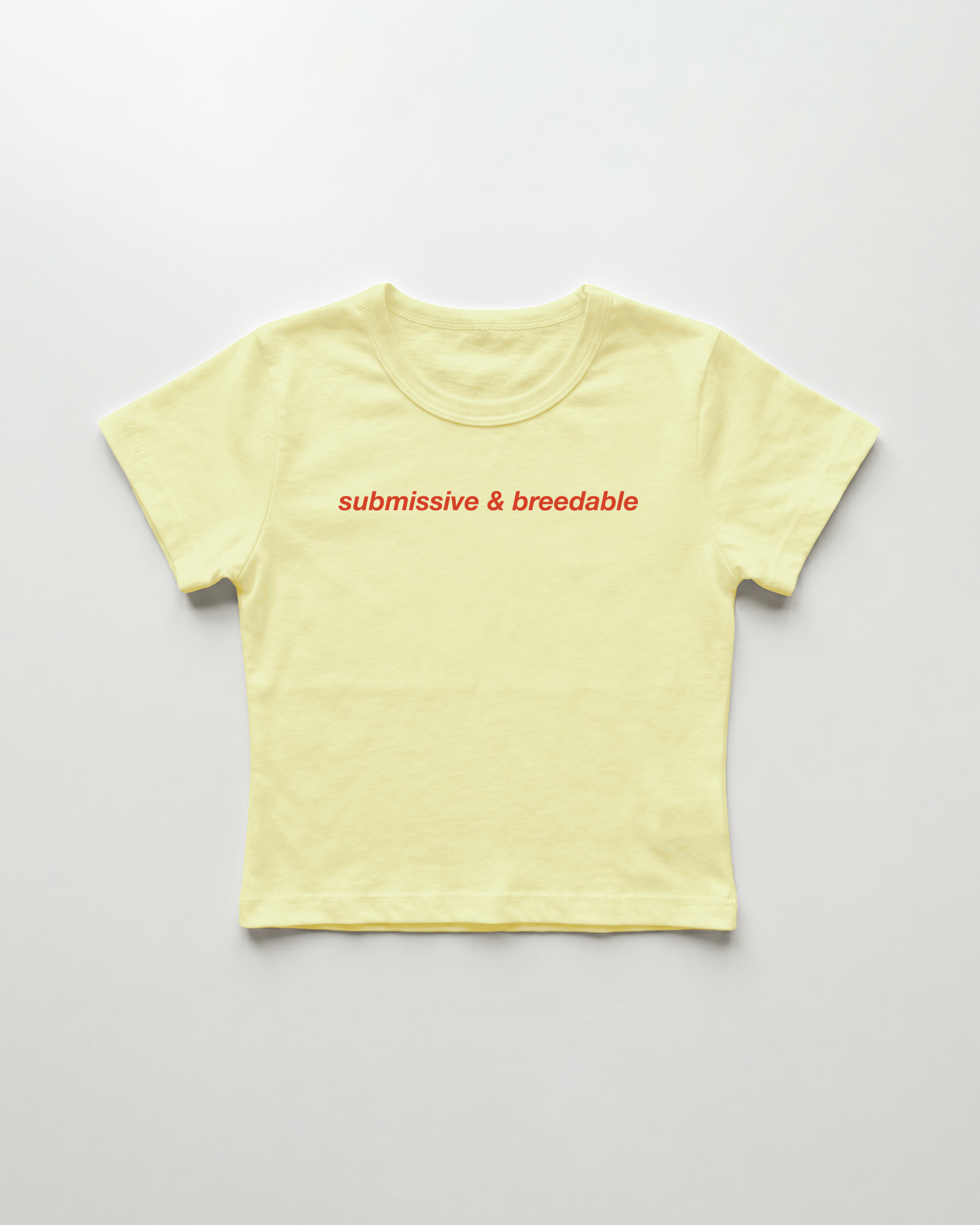 submissive & breedable cropped Baby Tee Gelb | Lolita Sinz