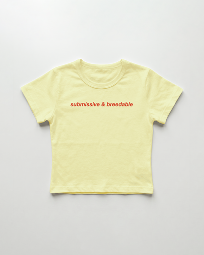 submissive & breedable cropped Baby Tee Gelb | Lolita Sinz