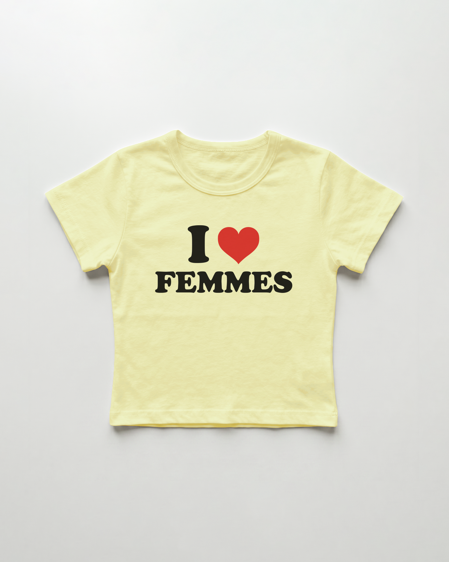 I love femmes cropped Baby Tee Gelb | Lolita Sinz