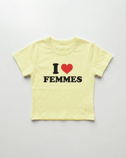 I love femmes cropped Baby Tee Gelb | Lolita Sinz