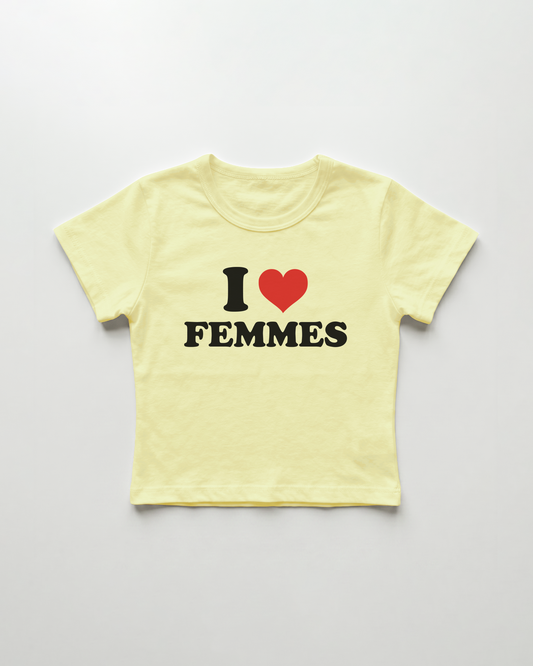 I love femmes cropped Baby Tee Gelb | Lolita Sinz