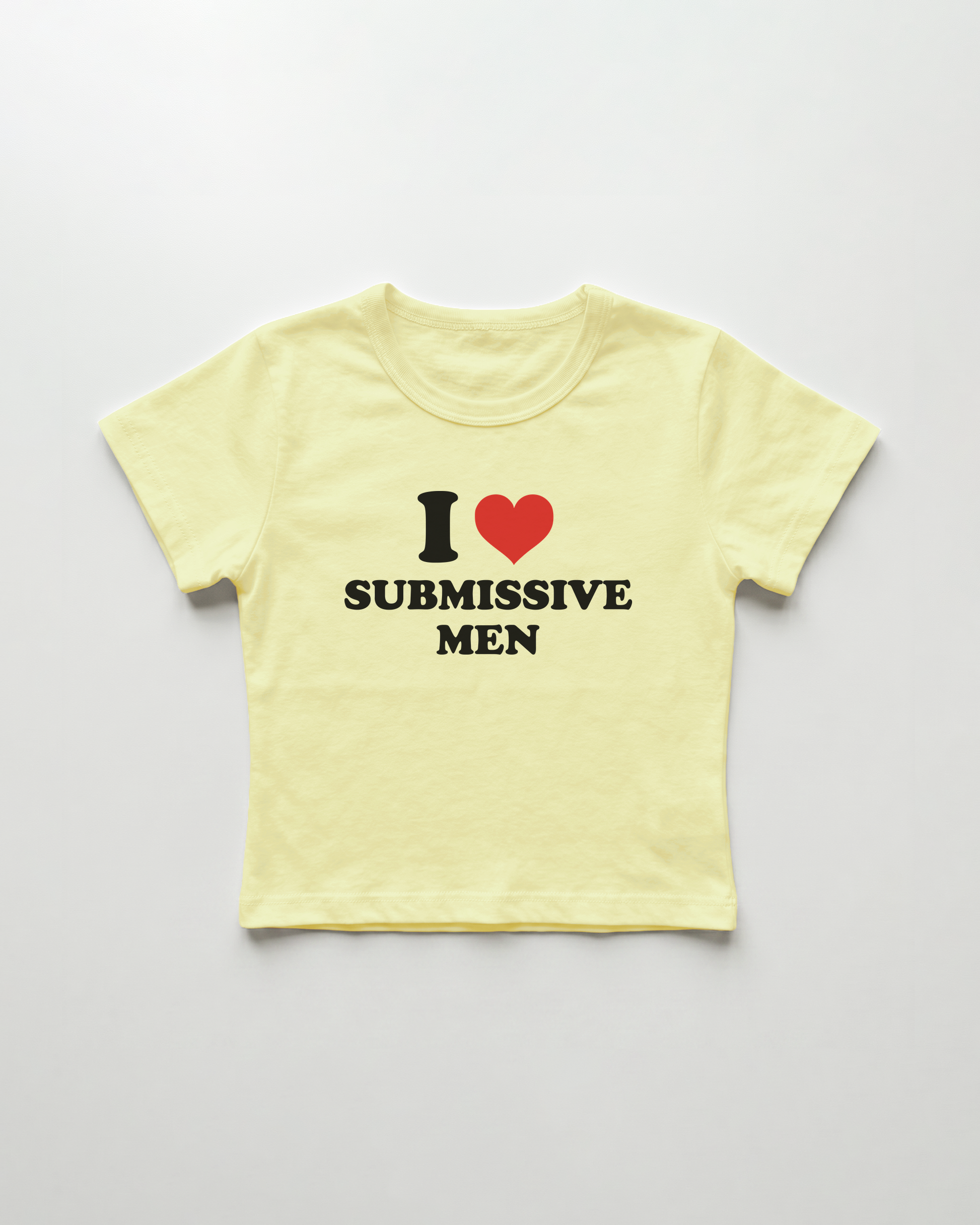 I love submissive men cropped Baby Tee Gelb | Lolita Sinz