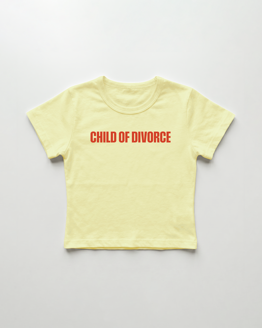 child of divorce cropped Baby Tee Gelb | Lolita Sinz